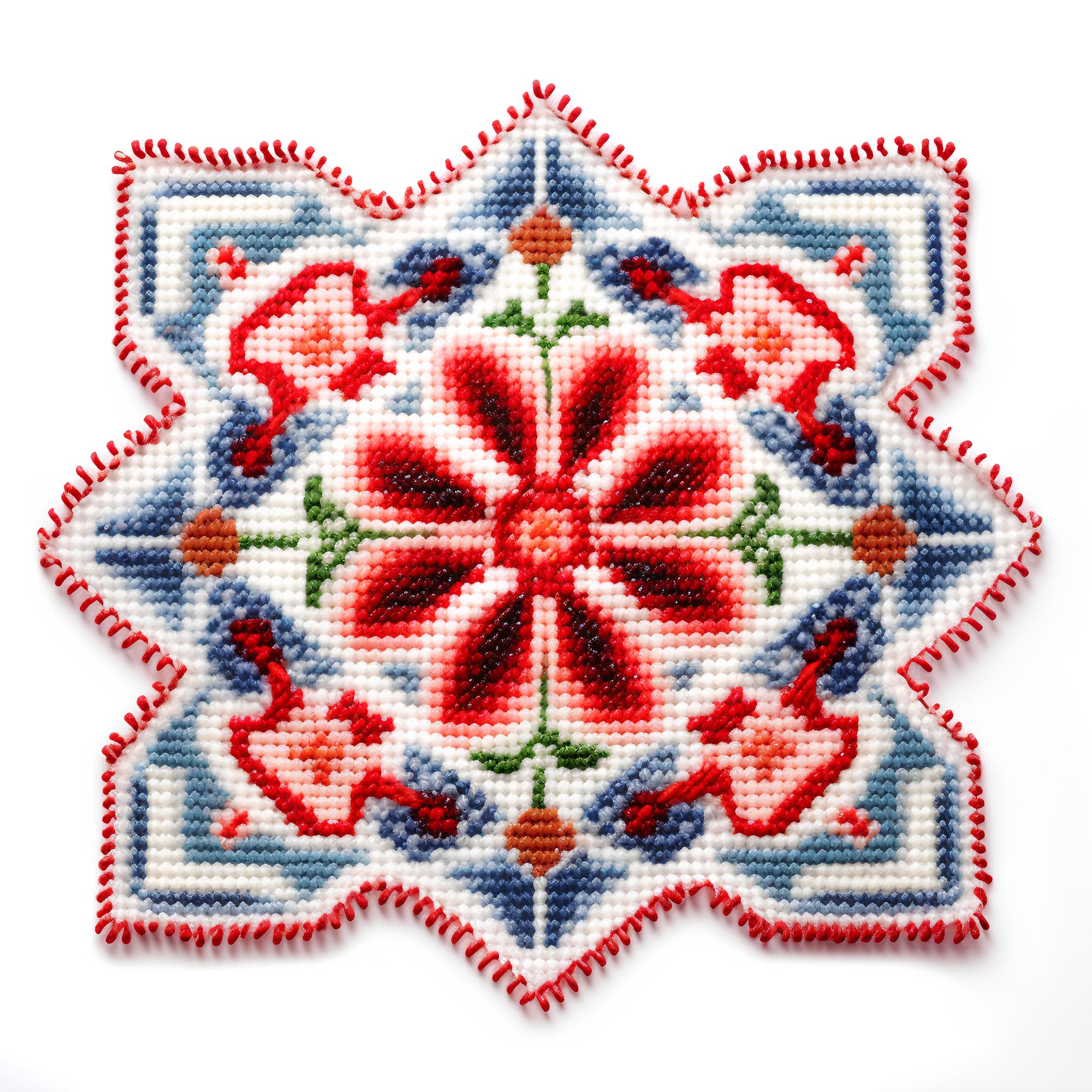 Hand-stitched embroidered patch with local pattern